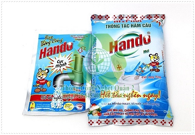Bột thông bồn cầu, cống Hando